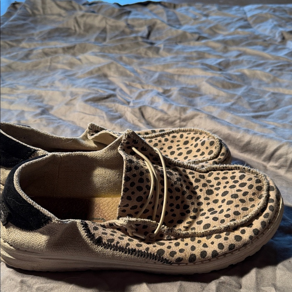 Hey Dude Cheetah Print Slip-On Sneakers - Cream & Black